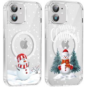 TRAHOO-2 Pi&egrave;ces No&euml;l Coque Magn&eacute;tique pour iPhone 12 /iPhone 12 Pro 6.1'', Etui en Motif Dessin Cadeau de No&euml;l Compatible avec MagSafe, Antichoc Housse Christmas Silicone Bumper Cover, Sapin de No&euml;l - Neuf