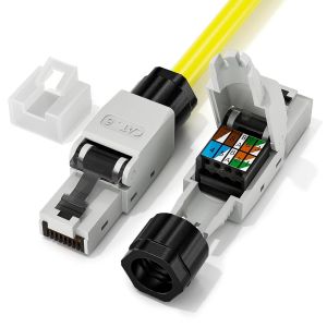 KAL-Connecteur Rj45 Sans Outil Cat6,1 Gbit/S 250 Mhz, Enrobé D'Or Fiche Rj45 Sans Outils Cat6 Pour Câble De Pose Poe Cat6 Cat5E Cat5, Utp Prise Rj45 Cat 6 Sans Outils, Réutilisable, Lot De 2 - Neuf