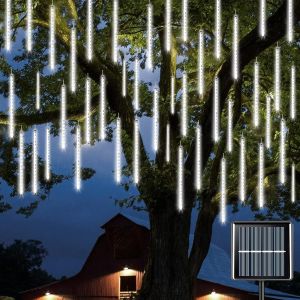 Kal-Lumières Solaires De Pluie De Météores, Guirlandes Lumineuses Ip65 Imperméable Lumières De Noël Avec Tubes De 30 Cm, 8 Tubes, Total 240 Led Pour Décoration De Arbre Mariage Intérieur Fête Jardin - Neuf
