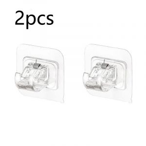 Crochets Auto-Adhésifs Sans Poinçon,Crochet À Clip Pour Tringle À Rideau De Douche,Support Suspendu,Clip Fixe Pour La Maison.2Pcs-Transparent. - Neuf