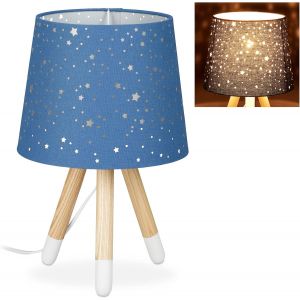 10028043_45 Lampe De Chevet Veilleuse Pour Enfants,Gar&ccedil;ons Et Filles,E14. Abat-Jour Rond, 40cm De Hauteur, Bleu[Vei9271596] - Neuf