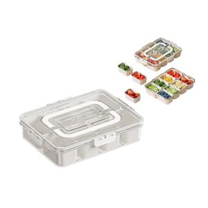 Plateau &Agrave; Ap&eacute;ritif Compartiment&eacute; Avec Couvercle Et Poign&eacute;e, R&eacute;cipient De Rangement Alimentaire &Agrave; 8 Compartiments Pour Les F&ecirc;tes - Neuf