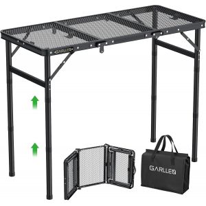 Ulteronixshop-Table De Barbecue Pliable, 87 X 40 Cm Et 3 Hauteurs R&eacute;glables (26/48/70 Cm), L&eacute;g&egrave;re Et Portable, Table De Camping, Table D'appoint, Table De Jardin, Table De Pique-Nique - Neuf