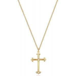 Kal-Chaîne Pour Femme En Or Avec Pendentif En Forme De Croix - Hypoallergénique - Plaqué Or 18 Carats - Bijou Fantaisie Pour Femmes Et Filles - Neuf