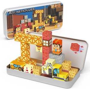 KALWL-Lot De 35 Blocs De Construction Magn&eacute;tiques Avec Bo&icirc;te En M&eacute;tal-Lot De 35 Cubes Magn&eacute;tiques D'Ing&eacute;nierie Pour Enfants-Jeu De Voyage Stem Pour Les Trajets En Voiture-Jouet &Eacute;ducatif-Cadeau &Agrave; - Neuf