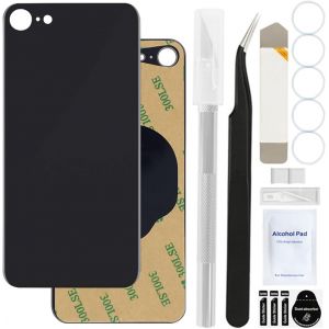 Remplacement De La Coque Arri&egrave;re En Verre Pour Iphone Se 2022 3e (Sans Logo) Diy Avec Kit D'outils De R&eacute;paration Professionnel,Adh&eacute;sif Pr&eacute;-Install&eacute;,Bandes En Caoutchouc (4,7 Pouces/Noir) - Neuf