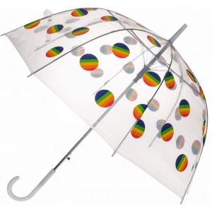 Parapluie D&ocirc;me Transparent Avec Pois Arc-En-Ciel - Ouverture Automatique - Coupe-Vent Et &Eacute;l&eacute;gant - Diam&egrave;tre : 85 Cm - Design Lgbtq+ - Pour Femme, Homme Et Enfant - Neuf