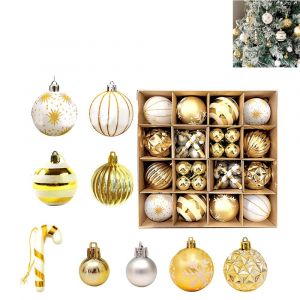 Ensemble de 40 boules de No&euml;l en plastique de tailles et de styles vari&eacute;s, pour d&eacute;corer le sapin et les f&ecirc;tes. - Neuf