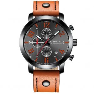 Crrju &Agrave; La Mode Hommes Sports &Eacute;tanche &Agrave; Quartz Mouvement Chronographe Montre-Bracelet Montre(Orange) - Neuf