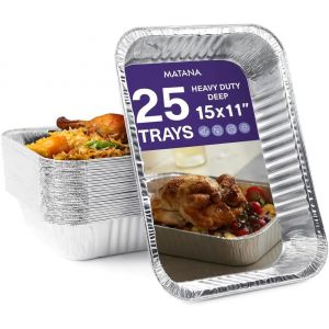 Ulteronixshop-Lot De 25 Barquettes Aluminium Grand Format 37&times;27 Cm (5 L / 5000 Ml) &iquest; Plat Aluminium Four Xl Profond 7 Cm, Barquette Cuisson/R&ocirc;tissoire, Empilables, Four & Cong&eacute;lateur - Neuf