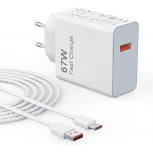 KALANKA-67W Chargeur Rapide pour Xiaomi 15 14 13T 12 Pro Ultra 12 Lite 12X Chargeur Turbo pour Redmi Note 13 12 11Pro 11S 10 Mi 11 Ultra Poco F4/X4 5G/X4 GT/X5 X6 /F3 X3 M5S M6 avec cable USB C de 1m - Neuf