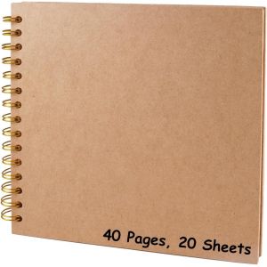 Spiral Photo Album Scrapbook 20 x 20 cm, Cahier Scrapbooking 40 Pages, DIY Scrapbooking Album Papier Kraft Rigide, Livre Souvenir, Carnet Photo, Livre D'or Cadeaux Pour Voyage Et DiplôMe - Neuf