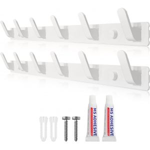 Porte Manteau Mural Patere Murale Porte Manteau Blanc avec 6 Crochets &times; 2 Pi&egrave;ces Deux M&eacute;thodes D'installation (avec Adh&eacute;sifs Soit et Vis) pour Entr&eacute;e Chambre Salle de Bain Cuisine - Neuf
