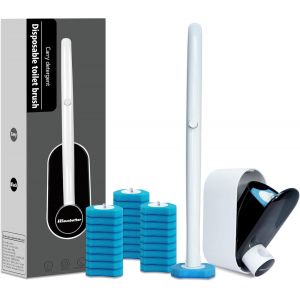 KAL-Brosse Wc Jetable Et Support Avec 32 Recharges De Brosse De Toilette Pour Nettoyage Des Toilettes, Ensemble De Fournitures De Nettoyage De Salle De Bain, Noir (Lot De 1) - Neuf