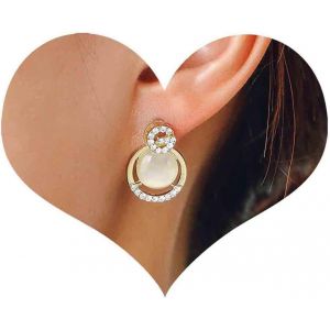 Kal-Boucles D'oreilles Boho Pierre De Chat Boucles D'oreilles Opale Dor&eacute; Boucles D'oreilles Pierre De Lune Boucles D'oreilles Cz Lettre G Boucles D'oreilles Strass Boucles D'oreilles Cercle - Neuf