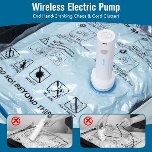 SJZG-16 Pièces Sac Rangement Sous Vide Aspirateur, Housse De Rangement Sous Vide Avec Pompe -6X 40 X 50 Cm, 6X 40 X 60Cm, 4X 50 X 70Cm) - Sac Compression Voyage Pour Valises, Voyage Accessoires - Neuf