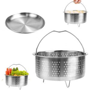 JEXNOVASHOP-17.5cm Panier &agrave; Vapeur en Acier Inoxydable Panier Vapeur INOX Casserole avec Poign&eacute;e Amovible Casserole avec Poign&eacute;e Fixe Panier &agrave; Vapeur en Acier Inoxydable Panier Autocuiseur - Neuf