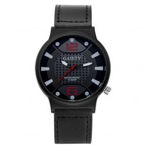 Gaiety Hommes Casual Affaires Pu Strap Quartz Montre Mouvement Montre-Bracelet Analogique (Noir) - Neuf