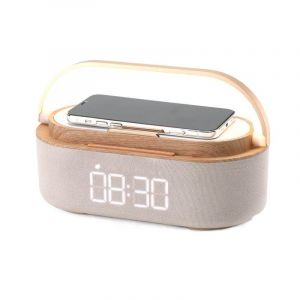 Digital FM Radio-Réveil avec la Recharge sans Fil, Multifonction avec Port de Charge USB, haut-Parleur Bluetooth, Affichage à LED, Lampe de Téléphone Cellulaire Titulaire, M - Neuf