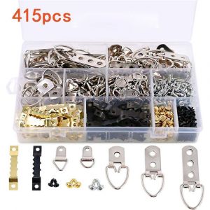 Kit de 415 crochets pour cadre photo en métal, kit de suspension pour cadre photo, outil de suspension pour cadre photo, accessoires de suspension robustes - Neuf