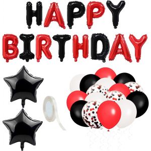 Senior-Lot De 31 Ballons D'anniversaire Pour Femme, 1 Rouleau De Ruban Rouge, Banni&egrave;re Happy Birthday, Ballons En Aluminium, D&eacute;coration D'anniversaire[L840] - Neuf