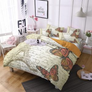 Housse De Couette X Fille Polyester Coton Parure Lit Anti-Allergique Tour Eiffel Paris Housse Couette Cm X Cm Avec Deux Taies D'oreiller X Cm - Neuf