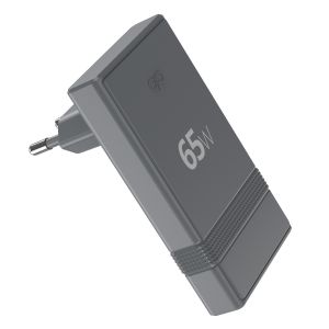 Chargeur Secteur 2 USB-C PD 65W S&eacute;rie L Shape GaN Charge Rapide Force Power Gris - Neuf