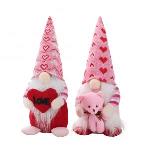 Hjlian Poupee En Peluche Sans Visage Pour La Saint-Valentin, Tricotee, Motif Cour D'amour, Petit Ornement, Gnome, Vieil Homme, Decoration De La Maison - Neuf