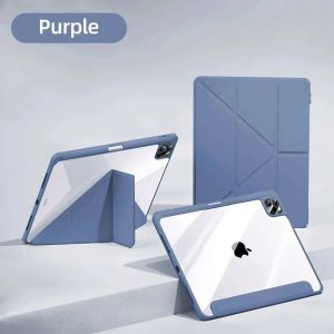 &Eacute;tui En Acrylique Transparent Avec Support Pliable En Y,Pour Ipad Air 2024,M2 Pro 11/13,Air 4 Air 5 Pro 11/13.9,5/6/7/8/9/10th,11/12.Purple.2024 Air 11-Inch M2 - Neuf