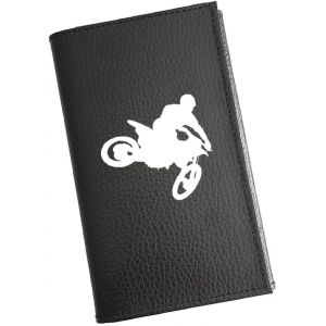 TRAHOO-u2013 Etui Carte Grise Porte-papiers Voiture Permis en Cuir Noir u2013 Personnalis&eacute; Moto Cross -pour Homme - Neuf
