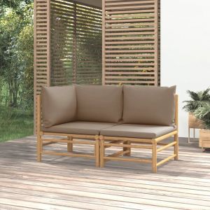 Prolenta Premium - Salon De Jardin 2 Pcs Avec Coussins Taupe Bambou - Neuf