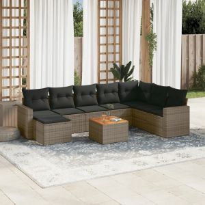 Prolenta Premium - Salon De Jardin 9 Pcs Avec Coussins Gris R&eacute;sine Tress&eacute;e - Neuf