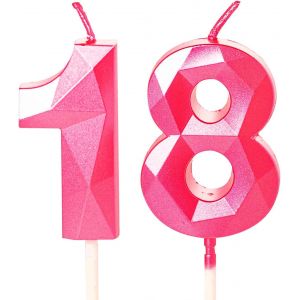 SANSH-Bougies d'anniversaire pour 18e anniversaire - Chiffre 18 - Bougies pour gâteau d'anniversaire - Bougies pour 18e anniversaire - Bougies pour gâteau de 18e anniversaire - Bougies pour filles de - Neuf