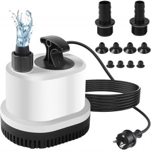 Mini Pompe À Eau Ultra Silencieuse Pompe Pour Aquarium Pompe Submersible Max.1500l/H 25w 220-240v Pomp Bassin Exterieur Pomp Fontaine Avec 1,6m Câble 3 Buses Pomp Vide Cave Pour Jardin Étang - Neuf