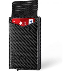 NSIECD-Slim Wallet & Protection RFID I Porte-cartes Homme & Femme I &Eacute;tui pour cartes de cr&eacute;dit Petit I Mini Portefeuille I Porte-cartes Porte-monnaie Petit I Porte-monnaie, Fibre de carbone noire, - Neuf