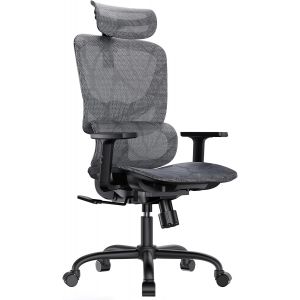 SUBZONAL-Chaise de Bureau Ergonomique en Maille, Chaise de Bureau &agrave; Dossier Haut avec Support Lombaire r&eacute;glable, accoudoirs, Bascule &agrave; Inclinaison, Chaise de Jeu en Maille pour Ordinateur - Neuf