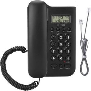 Téléphone Fixe Filaire de Bureau,Téléphone Fixe montable au Mur Prend,Landline Phone,Téléphone ire Téléphone Fixe,Téléphone Filaire Mural de Bureau Téléphone Fixe pour Maison hôtel (Noir).[U124] - Neuf