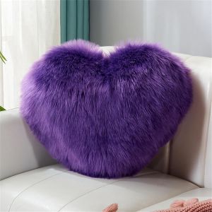 Cauc-Coussin En Forme De Coeur En Polaire Double Face Super Douce - Coussin D&eacute;coratif En Forme De Coeur - Pour Salon, Canap&eacute;, Chambre D'enfant, Chambre &Agrave; Coucher - Violet - 40 X 50 Cm - Neuf
