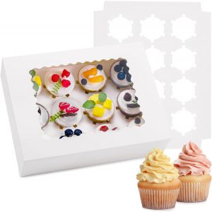 Jexnovashop-P - Bo&icirc;te &Agrave; Cupcakes Rectangulaire Classique - 10 Bo&icirc;tes De 12 Cupcakes - Fen&ecirc;tre Transparente - Robuste Et Durable - 32 X 24 X 9 Cm - Neuf