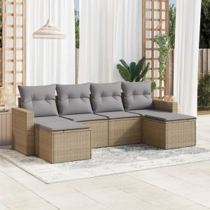 Prolenta Premium - Salon De Jardin Avec Coussins 6 Pcs Beige R&eacute;sine Tress&eacute;e - Neuf