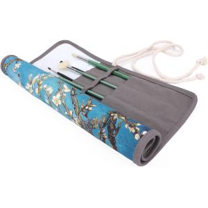 Organiseurs Pour Pinceaux De Peinture, Pochette Enroulable, Tousse De Voyage De Toile Pour Aquarelle Pinceaux, Pinceaux Gouache Et Huile, Bleu - Neuf