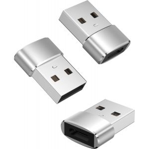 Thef-Adaptateur Usb A Vers Usb C 3.0 Lot De 3, Convertisseur Chargeur Pour Iphone 16 15 Pro Max, Apple Watch, Airpods, Ipad 10 Air Mini, Samsung Galaxy S25 A55 A16, Argent - Neuf