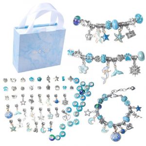 Bijoux Enfants Fille 5-13 Ans Jouet - Aqsacokiya - Diy Charms Bracelet Kit Fabrication - Cadeau De No&euml;l - Neuf