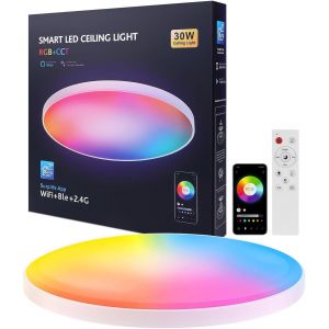 Ulteronixshop-Led Plafonnier Connect&eacute; Compatible Alexa 30w Plafonnier Led Chambre 16 Millions Couleurs Plafonnier Led Dimmable , Lampe Connect&eacute;e Alexa Couleurs Diy 2700k-6500k Contr&ocirc;le App Salon, Cou - Neuf