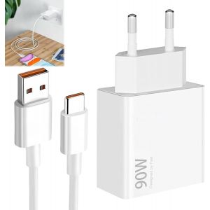 KALANKA-90W Chargeur Turbo Hypercharge avec 6A C&acirc;ble USB C 1M pour Xiaomi 14T 14 13 Ultra POCO X7 Pro F6 X4 5G,Chargeur Charge Rapide pour Redmi Note 13 14 Pro 5G 14T 13T POCO Pad M6 Mi 10T Lite - Neuf