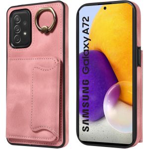 Kal-Coque Pour Samsung Galaxy A72 5g / A72 4g, Ultra Mince Tpu Anti-Chute Et Antichoc Protection Housse Cover, Avec Support De Bague Et Fente Pour Carte Silicone Etui Case (Rose) - Neuf