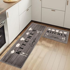 Eryi-Lot De 2 Tapis De Sol Anti-Fatigue Pour Décoration De La Maison Et Du Bureau - Imperméables, Antidérapants Et Confortables (Ustensiles De Cuisine - B, 40x60+40x120cm) - Neuf