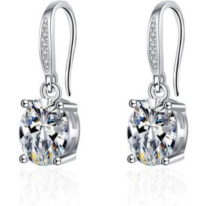 Kal-Boucles D`Oreilles Argent 925 Boucles D`Oreilles Femme Hypoallerg&eacute;niques Rond/Feuille/P&eacute;tale D`Oie/Ovale/Goutte D`Eau/Carr&eacute; Boucles D`Oreilles Bijoux Bo&icirc;te-Cadeau - Neuf