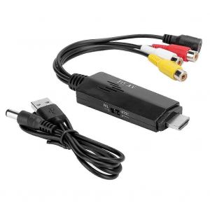 Adaptateur convertisseur vidéo HDMI vers AV HD Câble mâle vers femelle pour graveur de DVD TV VHS VCR - Neuf