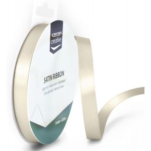 Cauc-Vaessen Creative Ruban Satin - Beige - 100 M X 9 Mm - Bolduc - Biais De Couture - Pour Cadeau, Emballage, Bouquet Mariage, Cheveux Et Ballon - Neuf